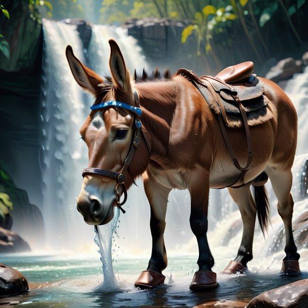 Pic of a mule in a shoes in the waterfall