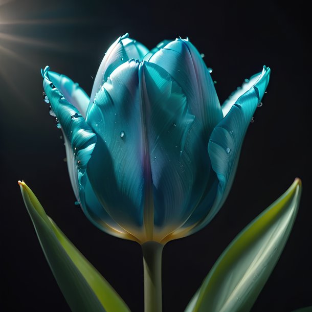 Portrait d'une tulipe cyan