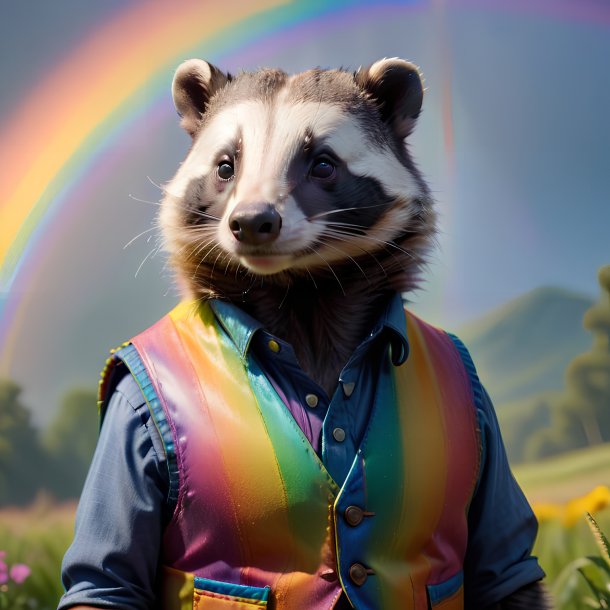 Pic of a badger in a vest on the rainbow