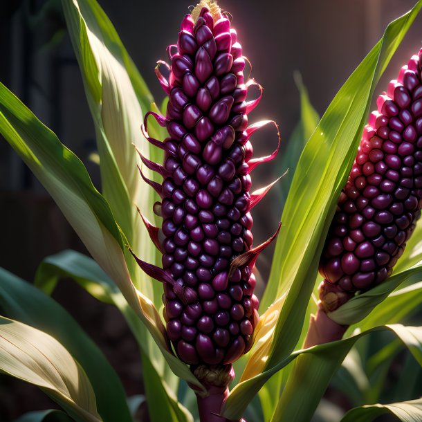 Depicting of a magenta corn plant