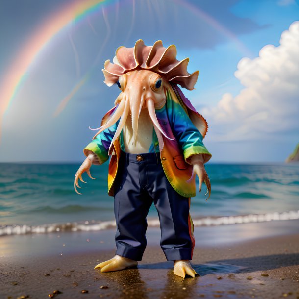 Photo of a cuttlefish in a trousers on the rainbow