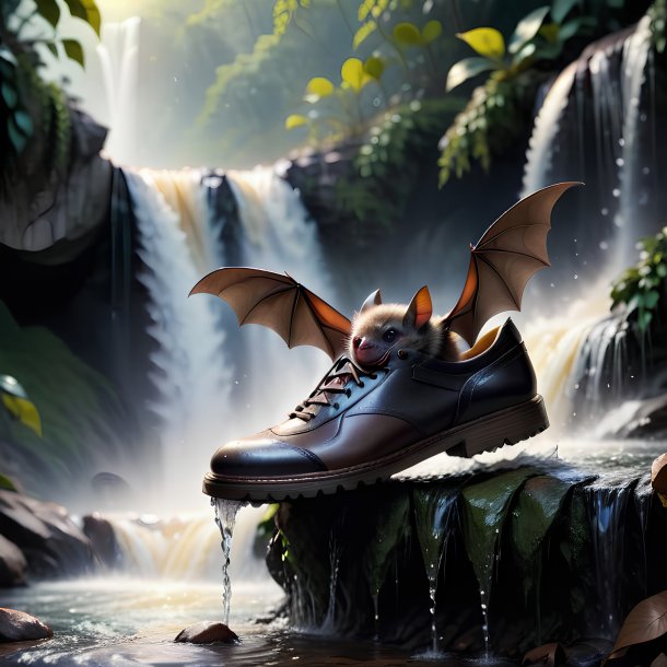 Photo of a bat in a shoes in the waterfall