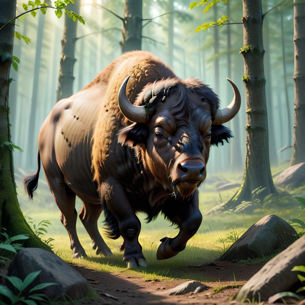 Picture of a playing of a buffalo in the forest