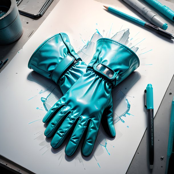 Sketch of a aquamarine gloves from concrete