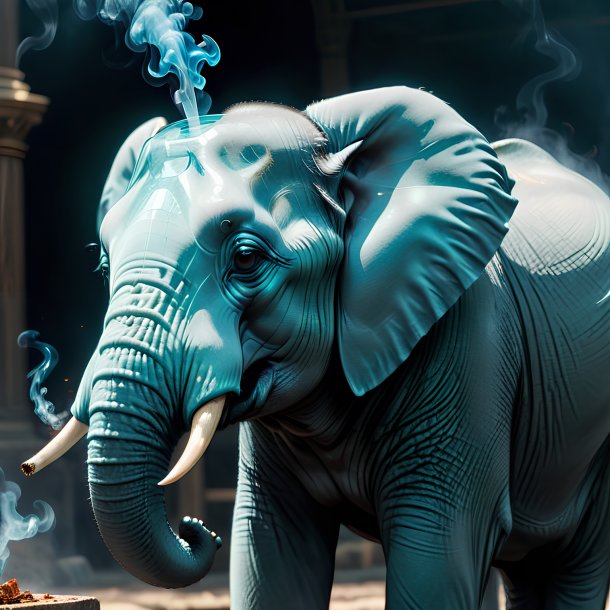 Image of a aquamarine smoking elephant