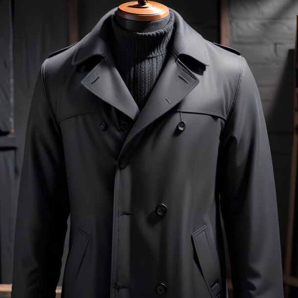 Photography of a charcoal coat from polyethylene