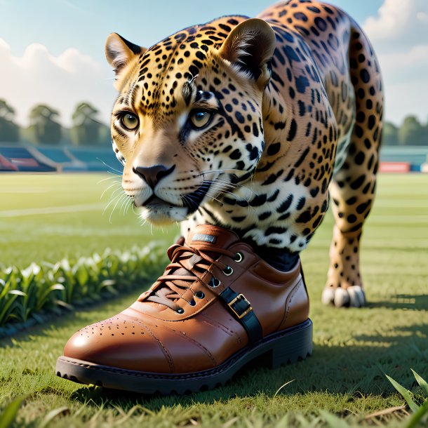 Imagen de un jaguar en los zapatos en el campo