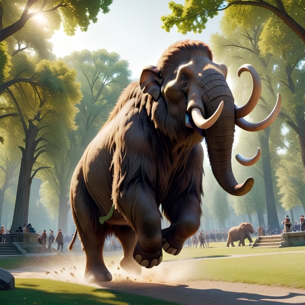 Picture of a jumping of a mammoth in the park