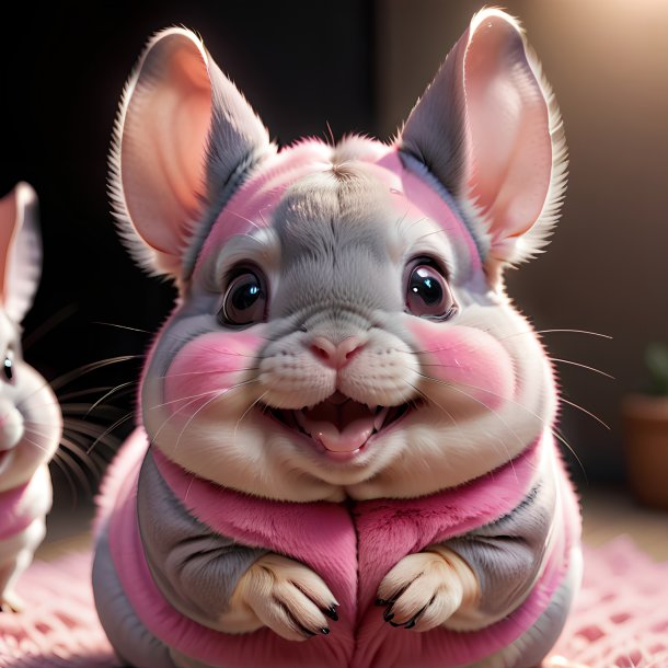 Foto de unas chinchillas rosas sonrientes