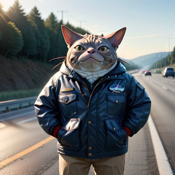 Foto de un atún en una chaqueta en la carretera