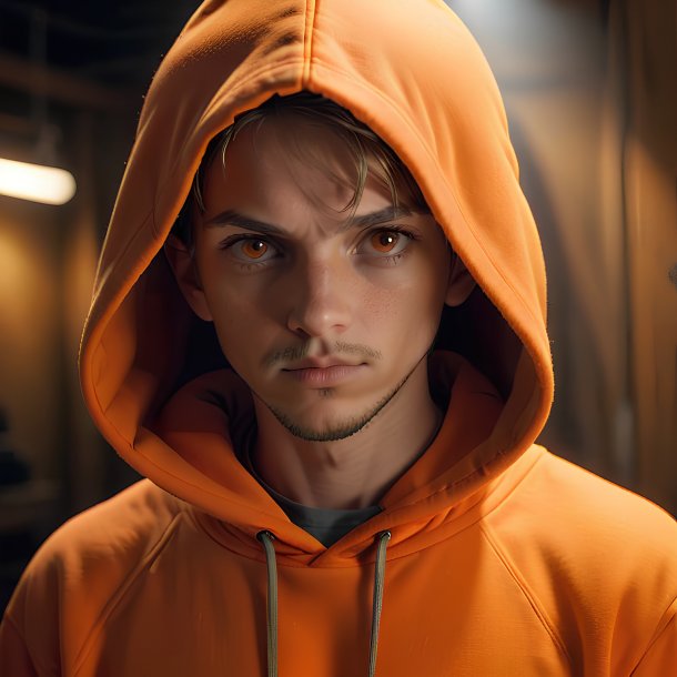 Portrait d'un sweat à capuche orange du gypse