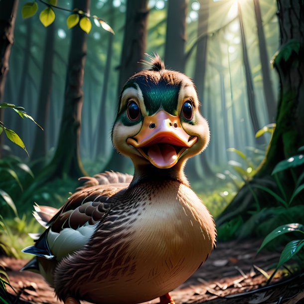 Foto de un enojo de un pato en el bosque