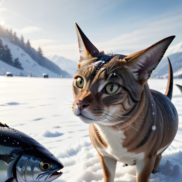 Image of a waiting of a tuna in the snow