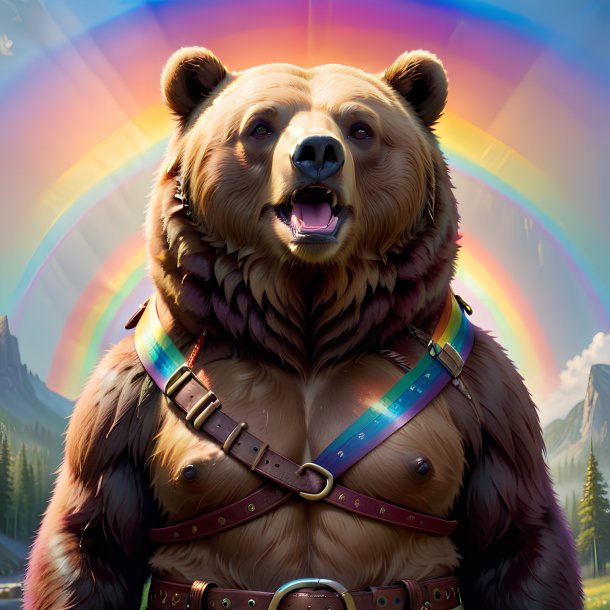 Picture of a bear in a belt on the rainbow