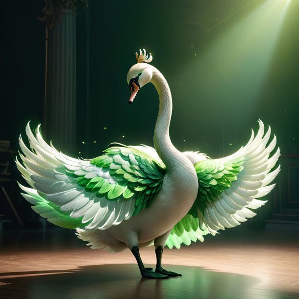 Pic of a green dancing swan