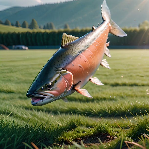 Pic of a playing of a salmon on the field