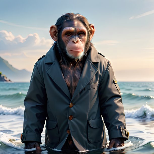 Pic of a chimpanzee in a coat in the sea