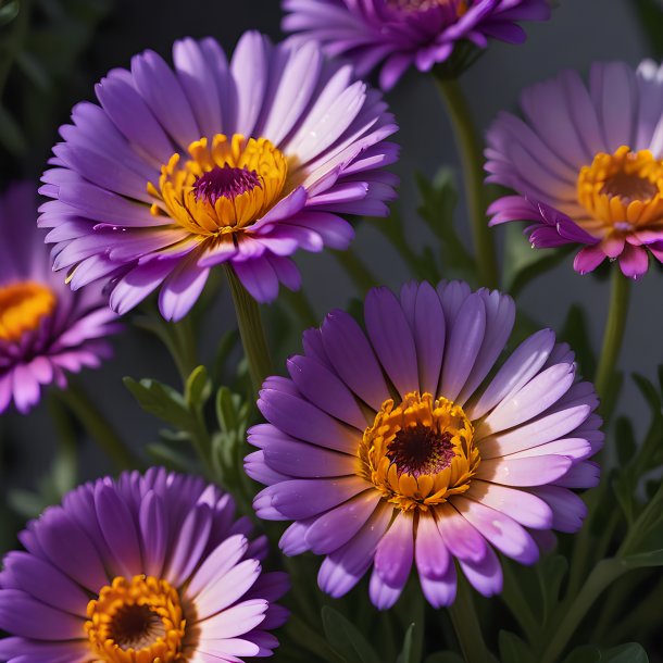 Imagerie d'une fleur de calendule d'ursinia pourpre