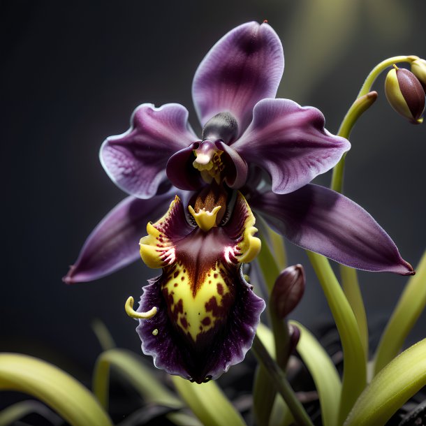 Imagery of a charcoal ophrys, fly orchid