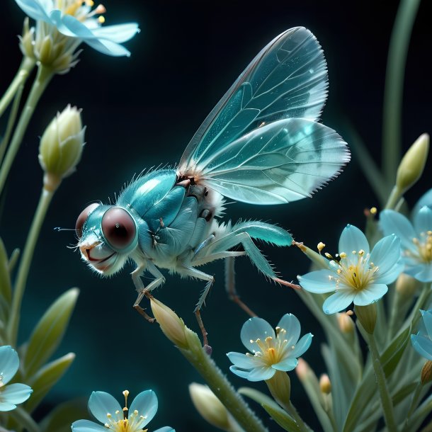 Foto de una acuamarine captura-vuela, floración nocturna