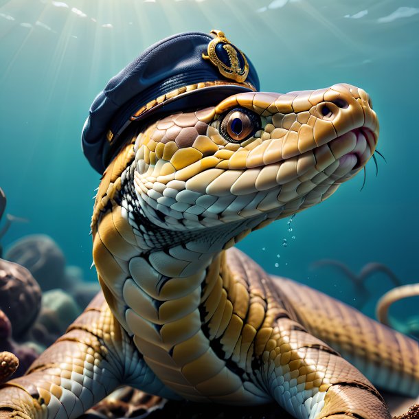 Image of a king cobra in a cap in the sea