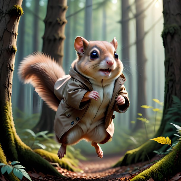 Image of a flying squirrel in a coat in the forest