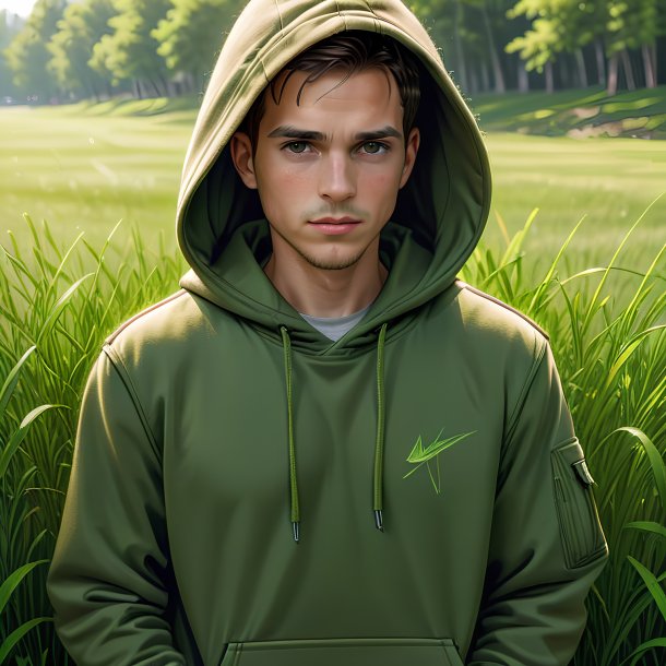 Drawing of a khaki hoodie from grass