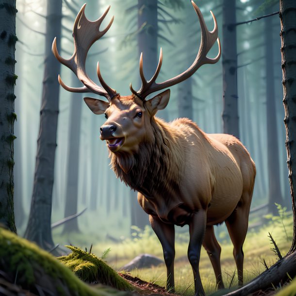 Image d'une menace d'un wapiti dans la forêt