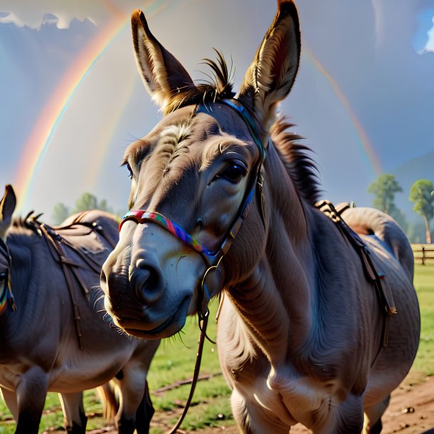 Picture of a crying of a mule on the rainbow