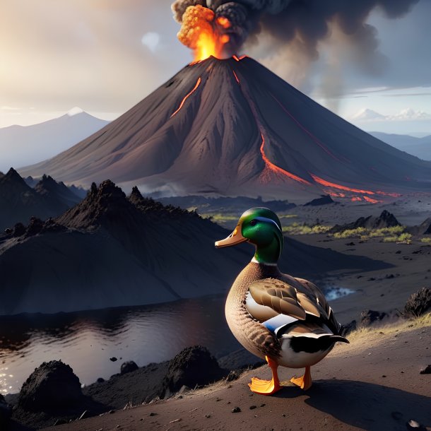 Pic of a waiting of a duck in the volcano