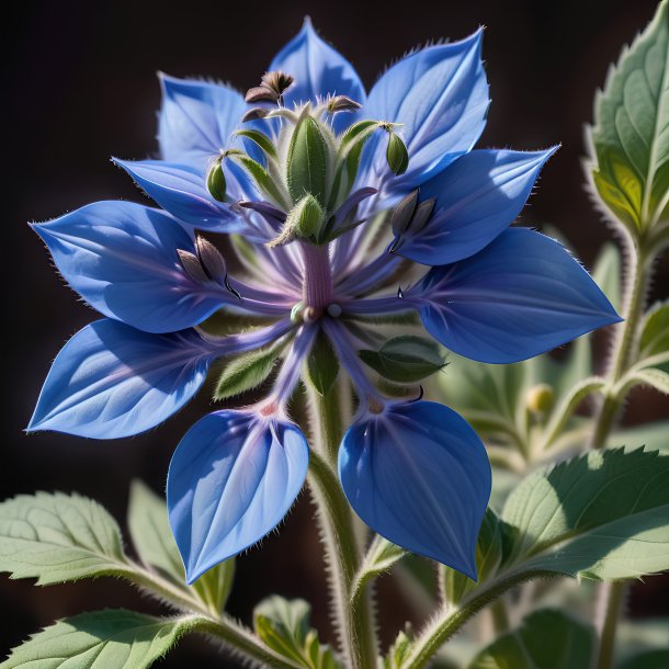 Drawing of a blue borage