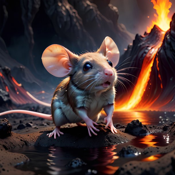 Pic d'une nage d'une souris dans le volcan