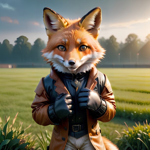 Photo d'un renard dans un gants sur le terrain