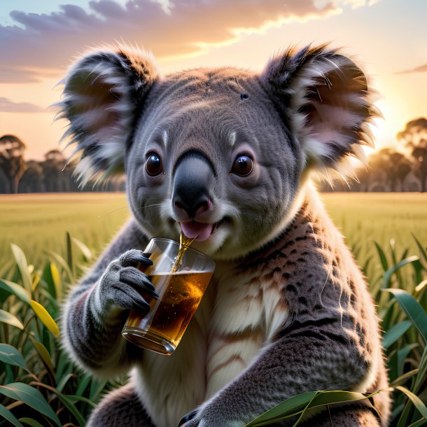 Pic of a drinking of a koala on the field