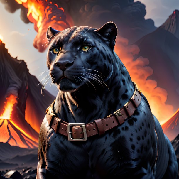 Pic of a panther in a belt in the volcano