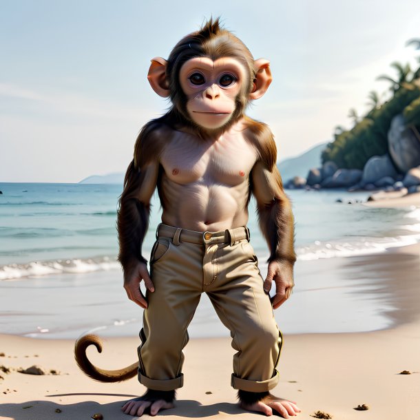 Pic of a monkey in a trousers on the beach