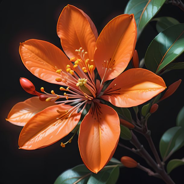 Sketch of a crimson orange blossom