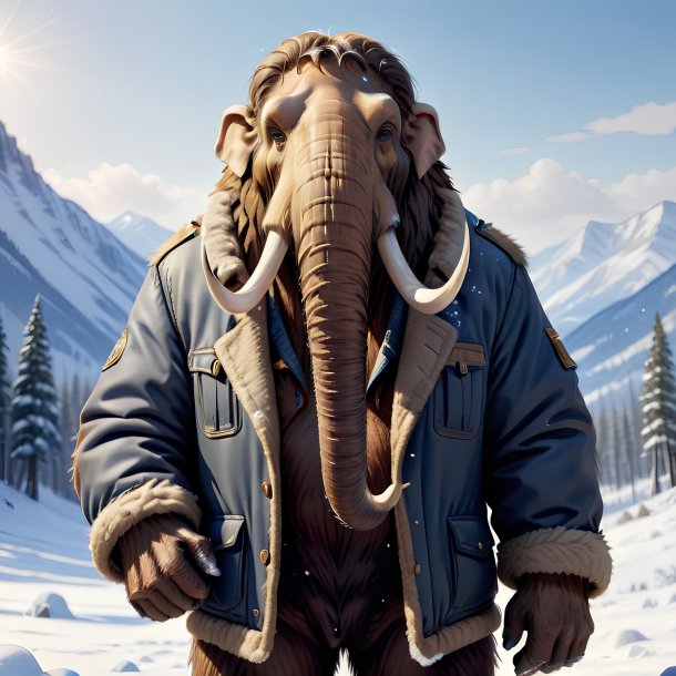 Drawing of a mammoth in a jacket in the snow