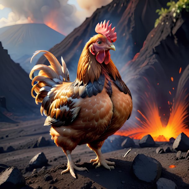 Pic d'un jeu d'une poule dans le volcan