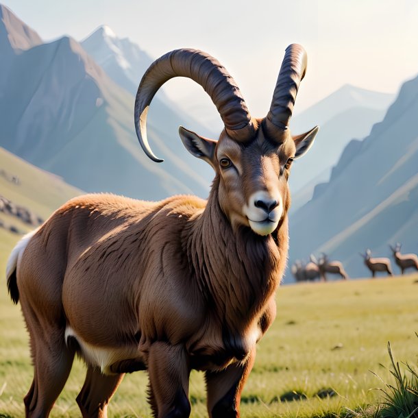 Photo of a waiting of a ibex on the field