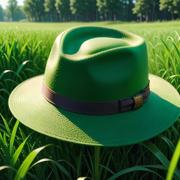 Pic of a green hat from grass