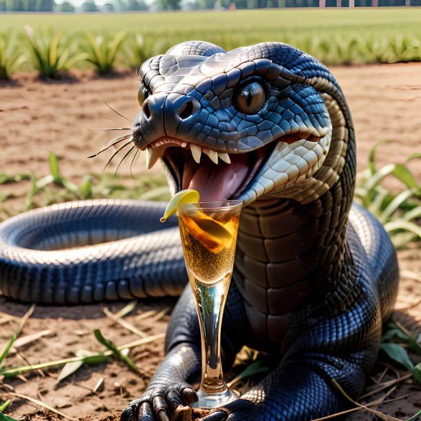 Photo of a drinking of a cobra on the field