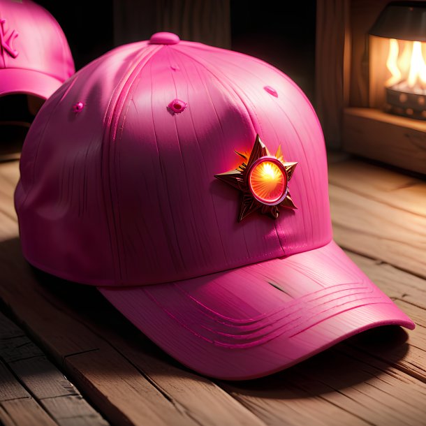 Illustration d'une casquette rose chaud en bois