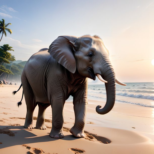 Pic of a playing of a elephant on the beach