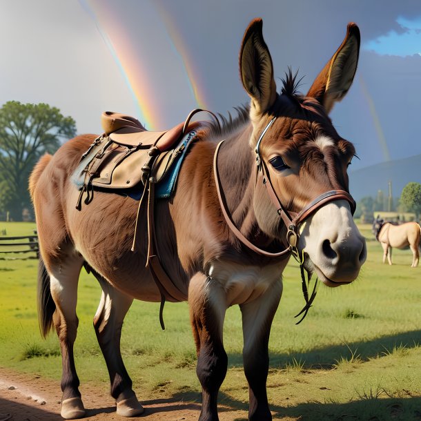 Picture of a waiting of a mule on the rainbow