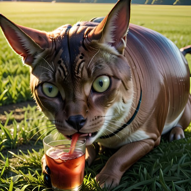 Foto de uma bebida de um atum no campo