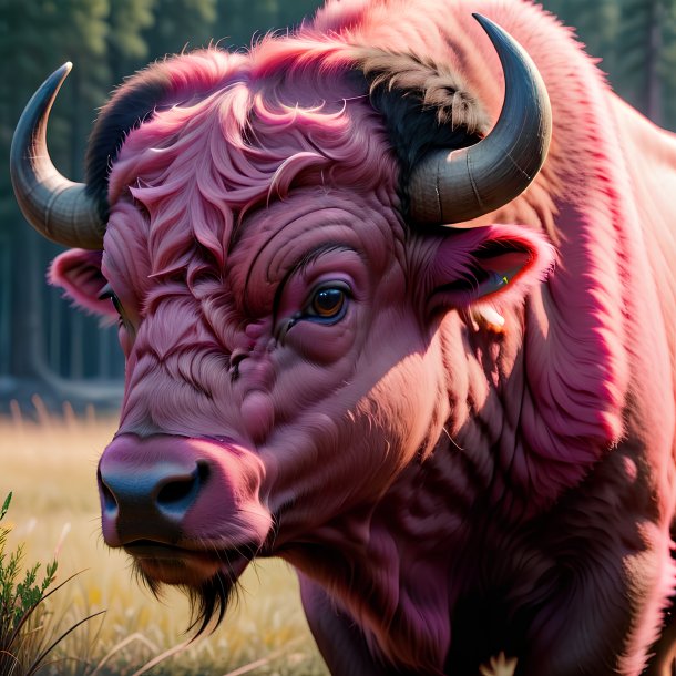 Image of a pink waiting buffalo