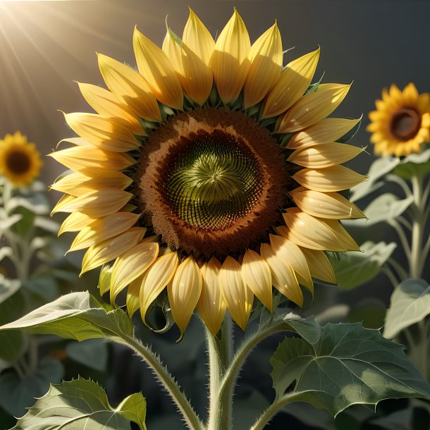 Représentation d'un tournesol kaki