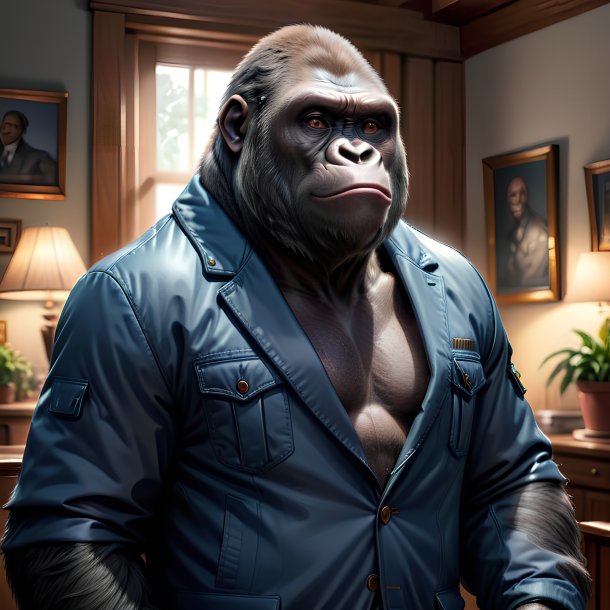 Illustration of a gorilla in a jacket in the house