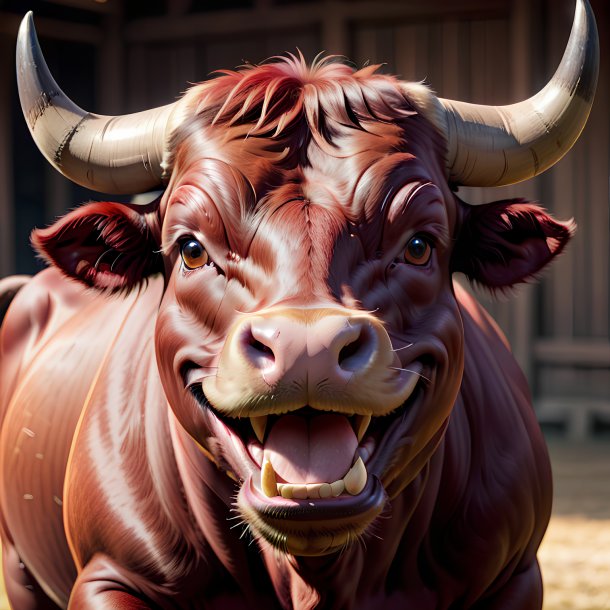 Pic of a maroon smiling bull